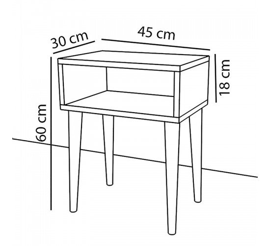 Κομοδίνο Hank λευκό-καρυδί 45x30x60εκ Υλικό: PARTICLE BOARD 18MM 197-000125