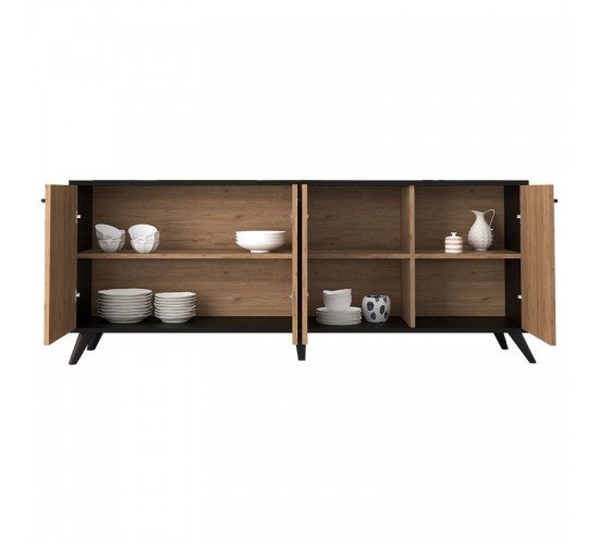 Μπουφές Flipter μελαμίνης oak-μαύρο 182x40x78,6εκ Υλικό: CHIPBOARD MELAMINE - PP LEGS 197-000176