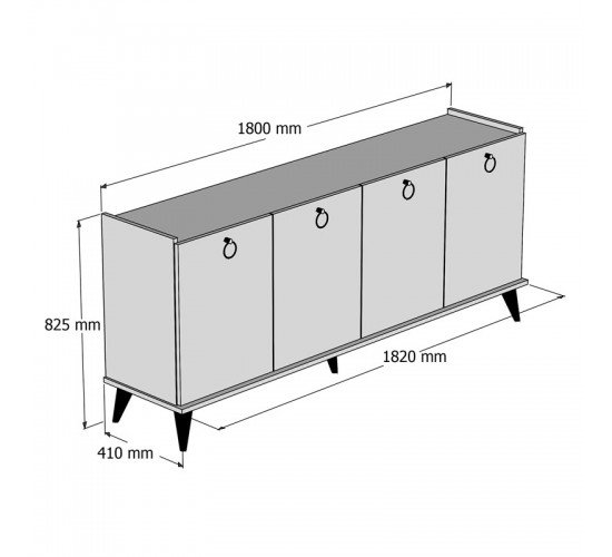 Μπουφές Lireta μελαμίνης καρυδί-μαύρο 182x41x82.5εκ Υλικό: CHIPBOARD MELAMINE-PP LEGS 197-000177