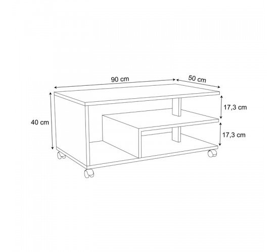 Τραπέζι σαλονιού Jayper τροχήλατο μελαμίνης oak 90x50x40εκ Υλικό: CHIPBOARD MELAMINE 197-000188