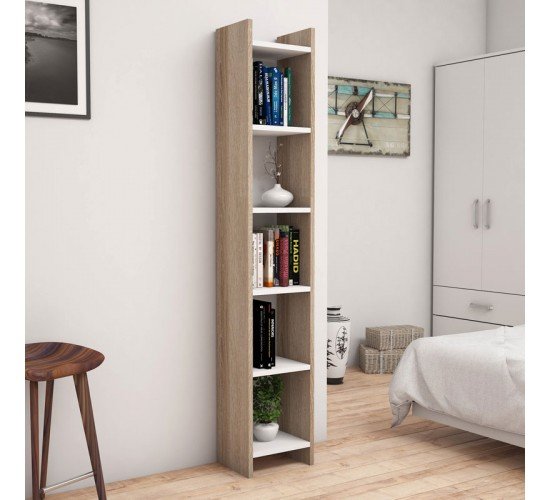 Βιβλιοθήκη Darco μελαμίνης oak-λευκό 28.6x22x160εκ Υλικό: CHIPBOARD MELAMINE 197-000195