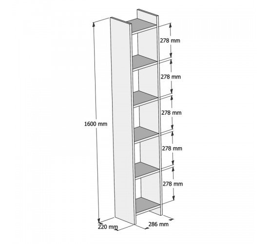 Βιβλιοθήκη Darco μελαμίνης oak-λευκό 28.6x22x160εκ Υλικό: CHIPBOARD MELAMINE 197-000195