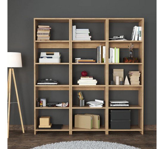 Βιβλιοθήκη Rabuku σε oak  απόχρωση 146x22x123εκ Υλικό: MELAMINE 197-000278