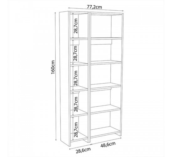 Βιβλιοθήκη Alkathi σε oak απόχρωση 77x22x160εκ Υλικό: MELAMINE 197-000281