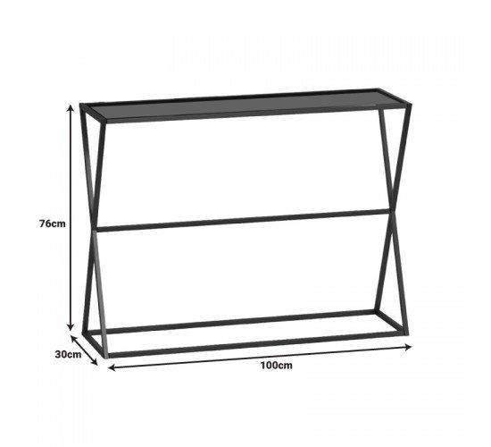 Κονσόλα Loujie I σε μαύρο μέταλλο-smoke γυαλί 100x30x76εκ Υλικό: METAL - GLASS 197-000289