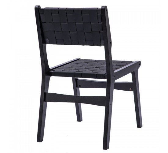 Καρέκλα Ridley ξύλο-pu μαύρο Υλικό: RUBBER WOOD - PVC 236-000009