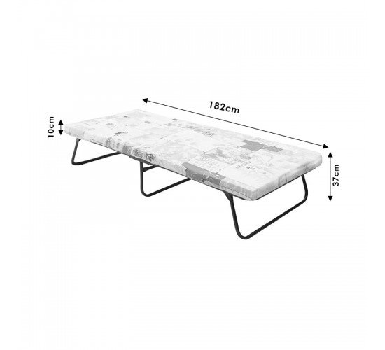 Ράντζο-κρεβάτι μονό PWF-0648 μεταλλικό με λάττες 10εκ στρώμα 182x80εκ Υλικό: METAL - WOOD - FABRIC - FOAM 243-000011