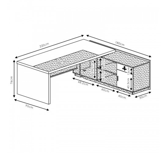 Γραφείο με αριστερή γωνία Oscar καρυδί-ανθρακί 200x180x76εκ Υλικό: MELAMINE 246-000013