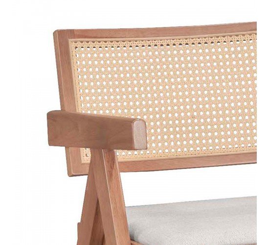 Πολυθρόνα Winslow ξύλο rubberwood ανοικτό καρυδί-pvc rattan φυσικό-ύφασμα γκρι Υλικό: RUBBERWOOD - PVC RATTAN - FABRIC - FOAM 247-000004