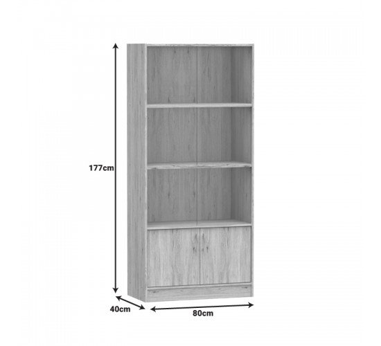 Βιβλιοθήκη Burcy oak 80x40x177εκ Υλικό: CLIPBOARD WITH MELAMINE 248-000024