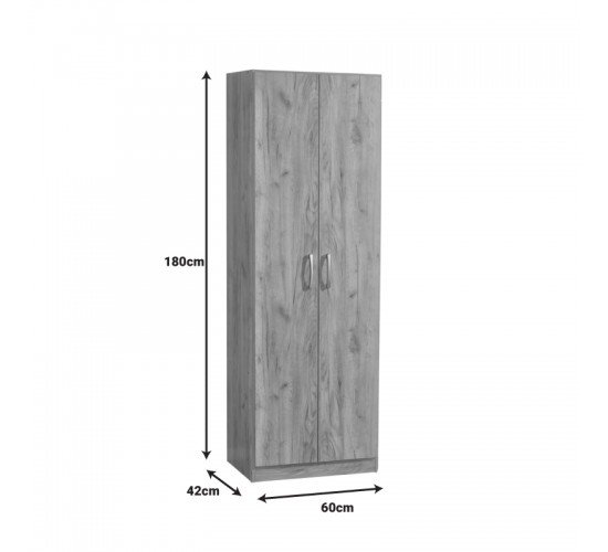 Ντουλάπα Jonar δίφυλλη oak μελαμίνης 60x42x180εκ Υλικό: MELAMINE 249-000057