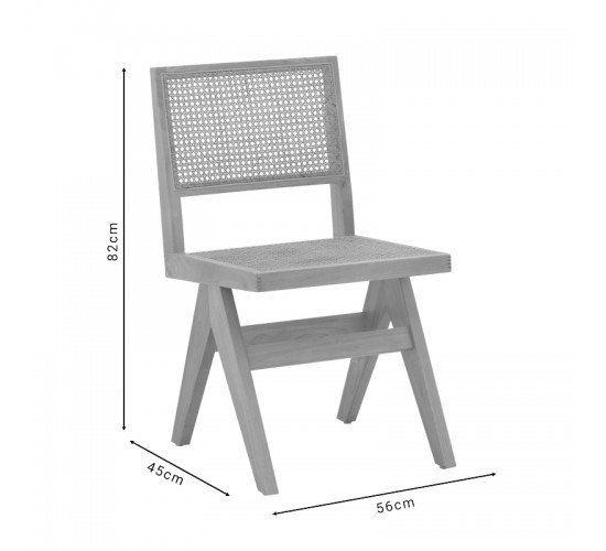 Καρέκλα Brenin φυσικό rubberwood 45x56x82εκ Υλικό: RUBBER WOOD - RATTAN 263-000023