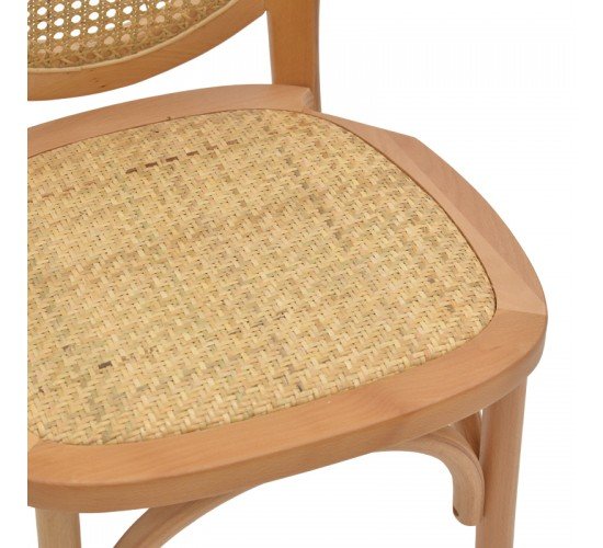 Καρέκλα Camil φυσικό ξύλο οξιάς-φυσικό rattan 45x50x94εκ Υλικό: BEECH-RATTAN 263-000030