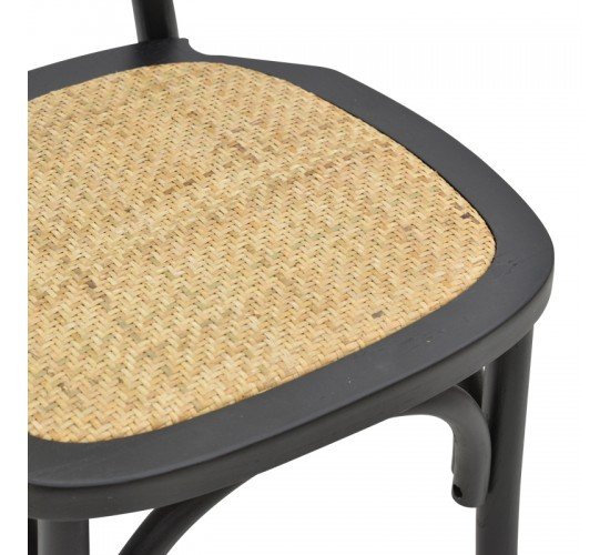 Καρέκλα Zoel μαύρο ξύλο οξιάς-φυσικό rattan 45x52x82εκ Υλικό: BEECH-RATTAN 263-000031