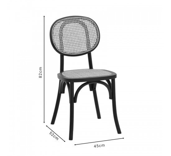 Καρέκλα Zoel μαύρο ξύλο οξιάς-φυσικό rattan 45x52x82εκ Υλικό: BEECH-RATTAN 263-000031