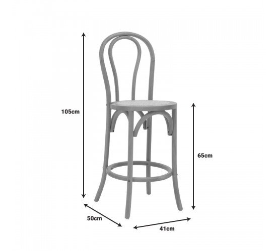 Σκαμπό μπαρ Thonet φυσικό ξύλο οξιάς-έδρα φυσικό rattan 41x50x105εκ Υλικό: BEECH WOOD - RATTAN SEAT 263-000039