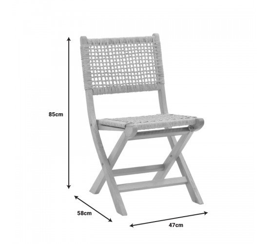 Καρέκλα πτυσσομενη Xianju ξύλο οξιάς και σχοινί σε φυσική απόχρωση 47x58x85εκ Υλικό: BEECH WOOD - ROPE SEAT 263-000040
