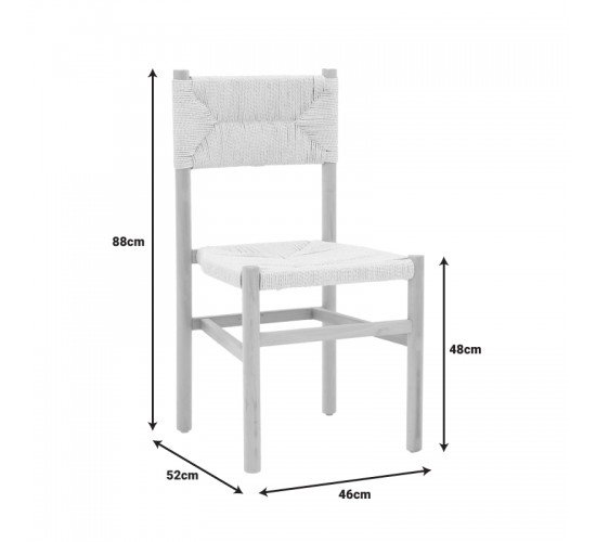Καρέκλα Oarvine φυσικό rubberwood-φυσικό σχοινί 46x52x88εκ Υλικό: RUBBERWOOD - ROPE 263-000042