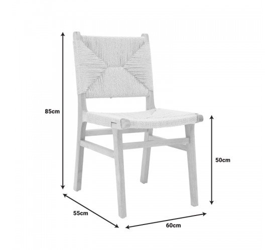 Καρέκλα Arten σχοινί-rubberwood σε φυσική απόχρωση 60x55x85εκ Υλικό: RUBBERWOOD - ROPE 263-000044