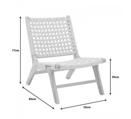 Πολυθρόνα Polisin σχοινί-rubberwood σε φυσική απόχρωση 55x80x77εκ Υλικό: RUBBERWOOD - ROPE 263-000045