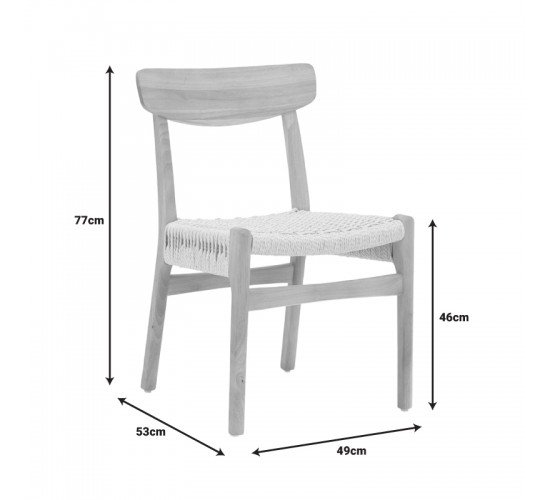 Καρέκλα Eaprine φυσικό σχοινί-rubberwood 49x53x77εκ Υλικό: RUBBERWOOD - ROPE 263-000047