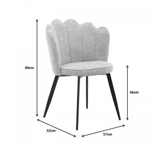 Καρέκλα Rosalia γκρι ύφασμα-πόδι μαύρο μέταλλο 57x52x80εκ Υλικό: METAL - FABRIC 264-000025