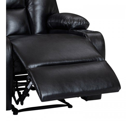 Πολυθρόνα relax με μηχανισμό massage Terpsi μαύρο PU 80x94x102εκ Υλικό: PU-PLYWOOD 269-000010