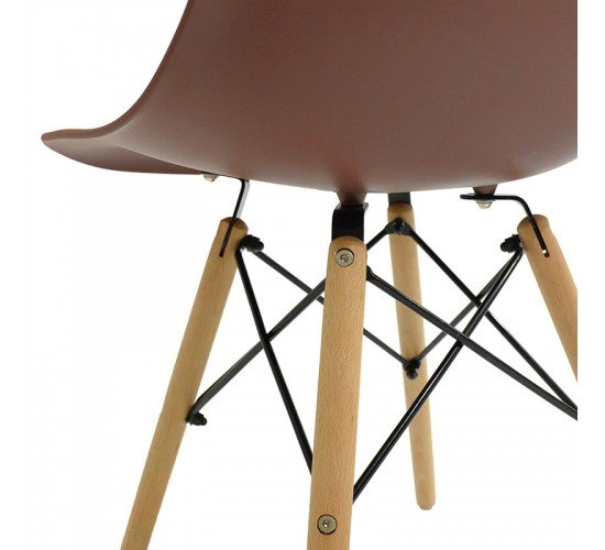 Καρέκλα Julita PP καφέ-φυσικό πόδι 46x50x82εκ Υλικό: PP 1900g/m³- BEECH WOOD-METAL 271-000014
