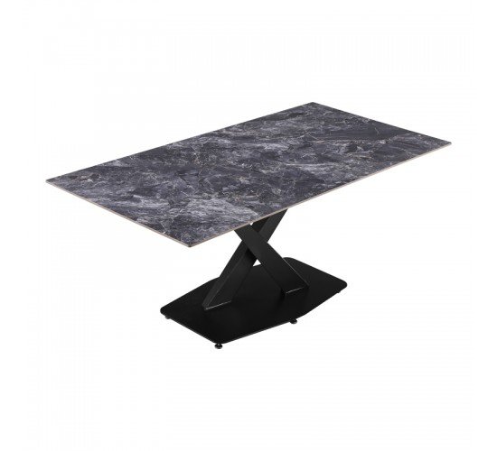 Τραπέζι Tafel pakoword Sintered stone μαύρο με μεταλλικά πόδια σε μαύρη απόχρωση 180x90x76εκ Υλικό: SINTERED STONE -  METAL 278-000018