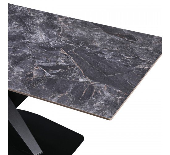 Τραπέζι Tafel pakoword Sintered stone μαύρο με μεταλλικά πόδια σε μαύρη απόχρωση 180x90x76εκ Υλικό: SINTERED STONE -  METAL 278-000018