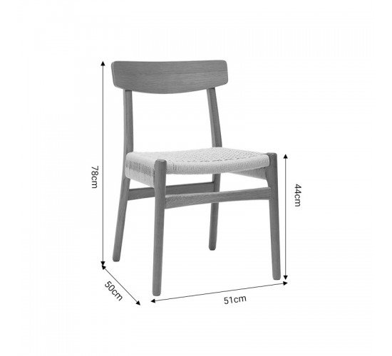 Καρέκλα Safal oak δρυς ξύλο-έδρα εκρού σχοινί 51x50x78εκ Υλικό: FRAME SOLID BEECH WOOD- BACK PLYWOOD - ROPE 281-000003