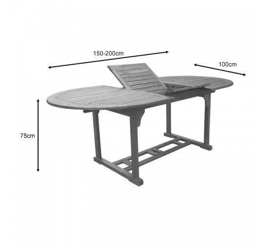 Τραπέζι Sopho επεκτεινόμενο φυσικό ξύλο ακακίας 200/150x100x75εκ Υλικό: ACACIA 282-000013