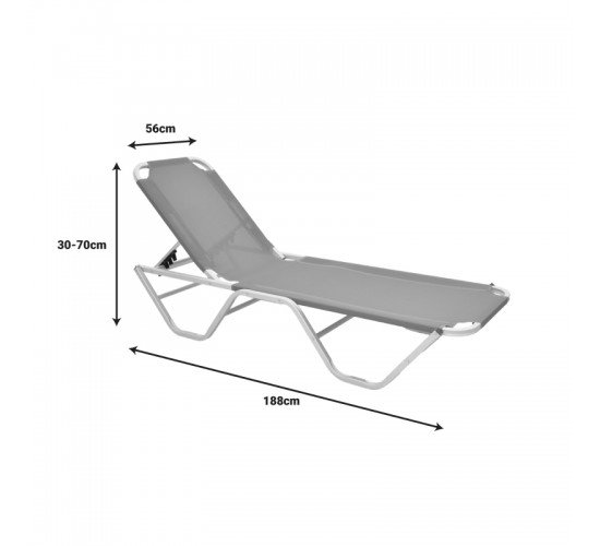 Ξαπλώστρα Dessie αλουμινίου πτυσσόμενη textilene μόκα 56x188x30εκ Υλικό: ALUMINIUM - TEXTLINE 283-000003