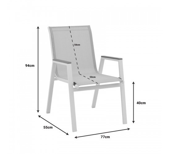 Πολυθρόνα Azelie αλουμινίου σε απόχρωση textilene μπεζ και πόδι λευκό 77x55x94εκ Υλικό: ALUMINIUM - TEXTILENE (tube：30*20/28*18mm) 288-000002