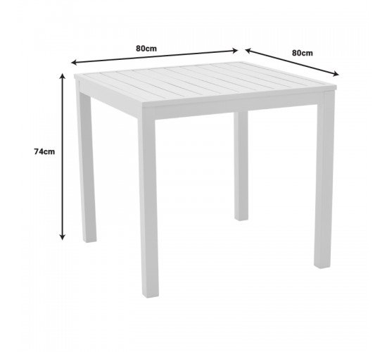 Τραπέζι Kliton  αλουμινίου λευκό 80x80x74εκ Υλικό: ALUMINIUM -Alu tube 50*7mm 50*50mm 288-000006