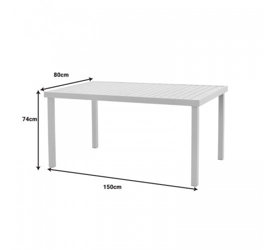 Τραπέζι Kliton  αλουμινίου λευκό 150x80x74εκ Υλικό: ALUMINIUM -Alu tube 50*7mm 50*50mm 288-000008