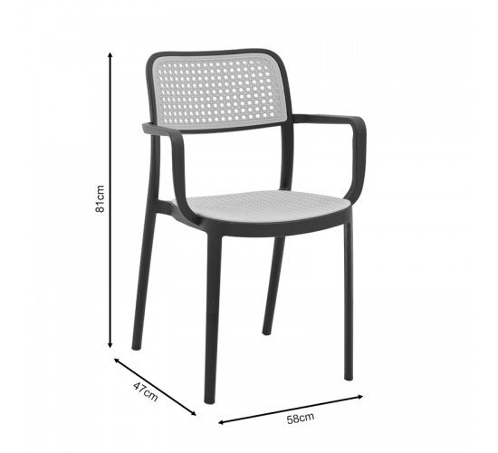 Πολυθρόνα Westley pp φυσικό-μαύρο 58x47x81εκ Υλικό: PP 292-000004