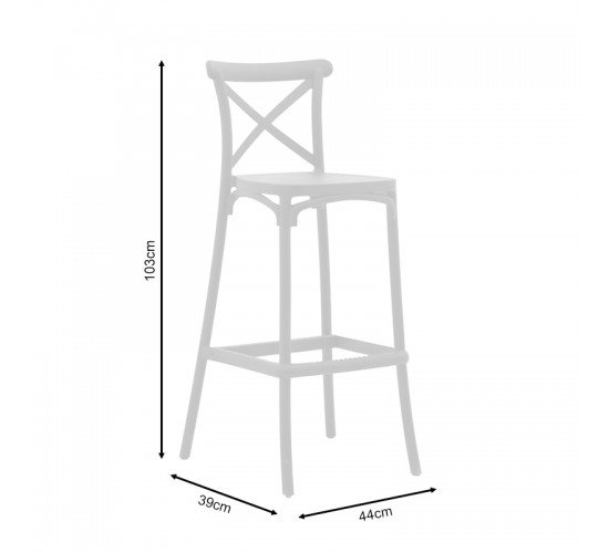 Σκαμπό μπαρ Crossie pp λευκό 44x39x103εκ Υλικό: PP 292-000010