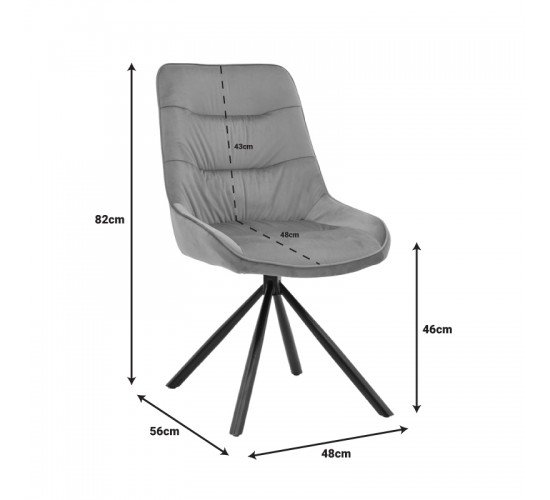 Καρέκλα Wori καφέ βελούδο-πόδι μαύρο μέταλλο 48x56x82εκ Υλικό: METAL-VELVET 292-000051