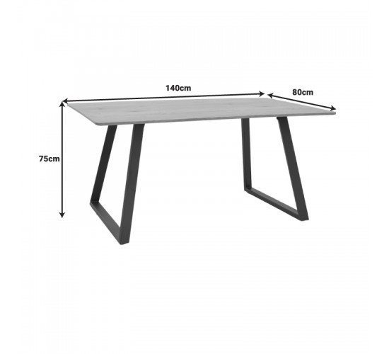 Τραπέζι Winor φυσικό mdf-πόδι μαύρο μεταλλικό 140x80x75εκ Υλικό: MDF-METAL 292-000068