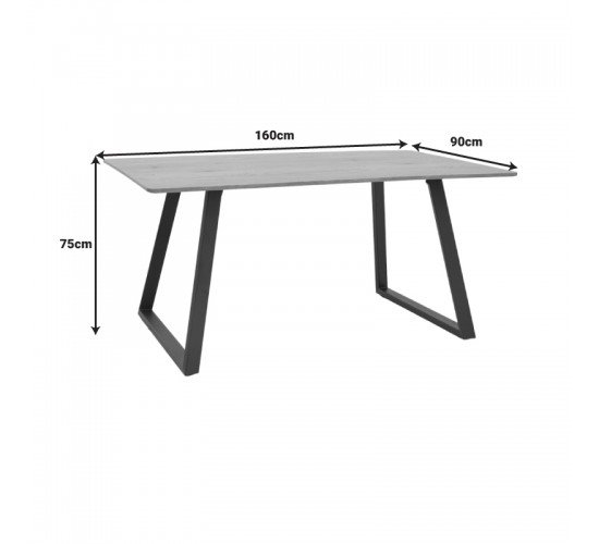 Τραπέζι Winor φυσικό mdf-πόδι μαύρο μεταλλικό 160x90x75εκ Υλικό: MDF-METAL 292-000069