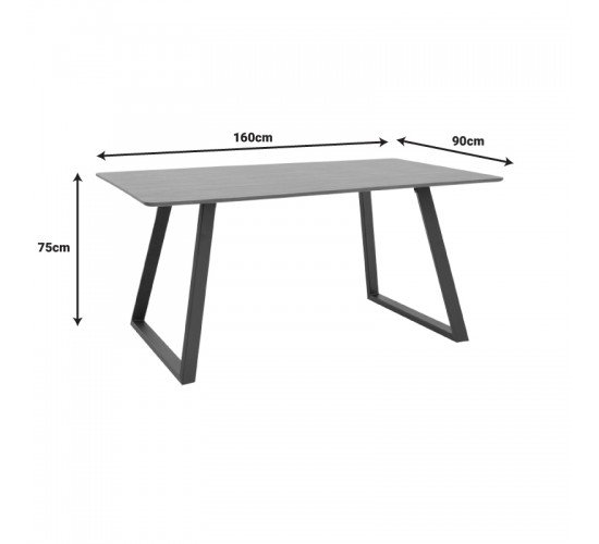 Τραπέζι Winor καρυδί mdf-πόδι μαύρο μεταλλικό 160x90x75εκ Υλικό: MDF-METAL 292-000070