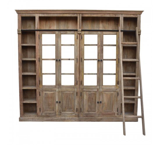 Βιβλιοθήκη Librardy Inart lime wash μασίφ mango ξύλο 247x35x220εκ Υλικό: MANGO WOOD 293-000002