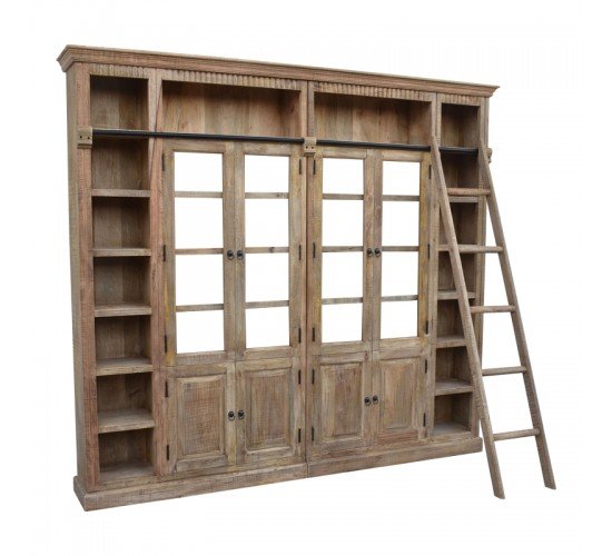 Βιβλιοθήκη Librardy Inart lime wash μασίφ mango ξύλο 247x35x220εκ Υλικό: MANGO WOOD 293-000002