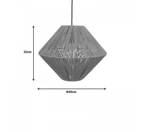 Φωτιστικό οροφής Palmo Inart Ε27 rope σε φυσική απόχρωση Φ40x32εκ Υλικό: rope pendent lamp with cable and E27 299-000021