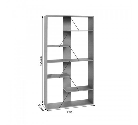 Βιβλιοθήκη Tars οακ-μαύρο 84x25.5x154.5εκ Υλικό: 15mmMDF PVC 304-000009