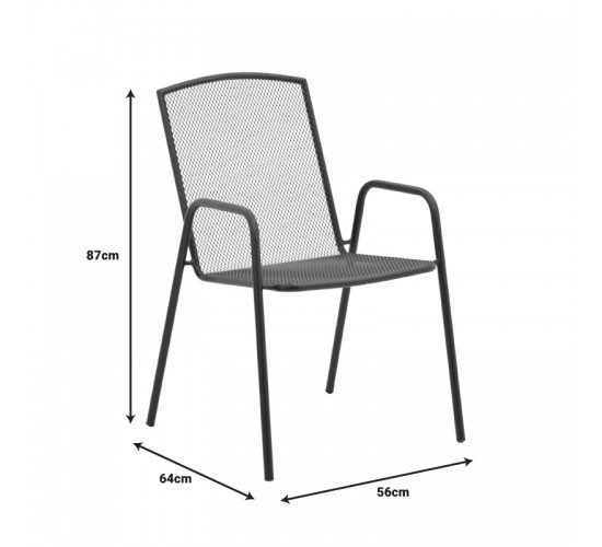 Πολυθρόνα Pomedon στοιβαζόμενη μαύρο μέταλλο 56x64x87εκ Υλικό: STEEL - MESH 308-000001