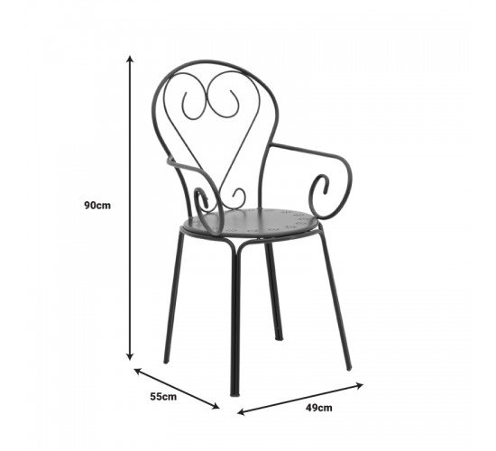 Πολυθρόνα Monasty στοιβαζόμενη μαύρο μέταλλο 49x55x90εκ Υλικό: IRON 308-000005