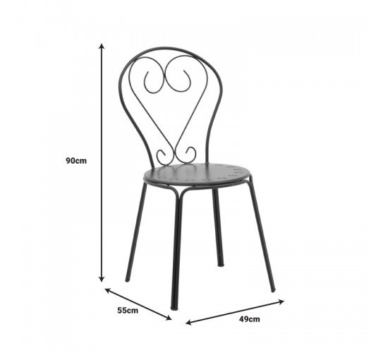 Καρέκλα Chari στοιβαζόμενη μαύρο μέταλλο 49x55x90εκ Υλικό: IRON 308-000007