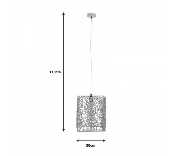 Φωτιστικό οροφής Dorotan Inart E27 φυσικό 30x27x110εκ Υλικό: MILD STEEL  AND PAPPER GRASS 311-000001